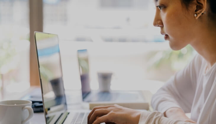 Woman working on laptop